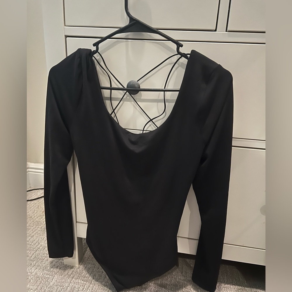 NWT WINDSOR BLACK CRISS CROSS BACK BODYSUIT